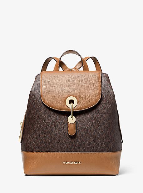 michael kors raven leather backpack|Raven Medium Logo and Pebbled Leather Backpack .